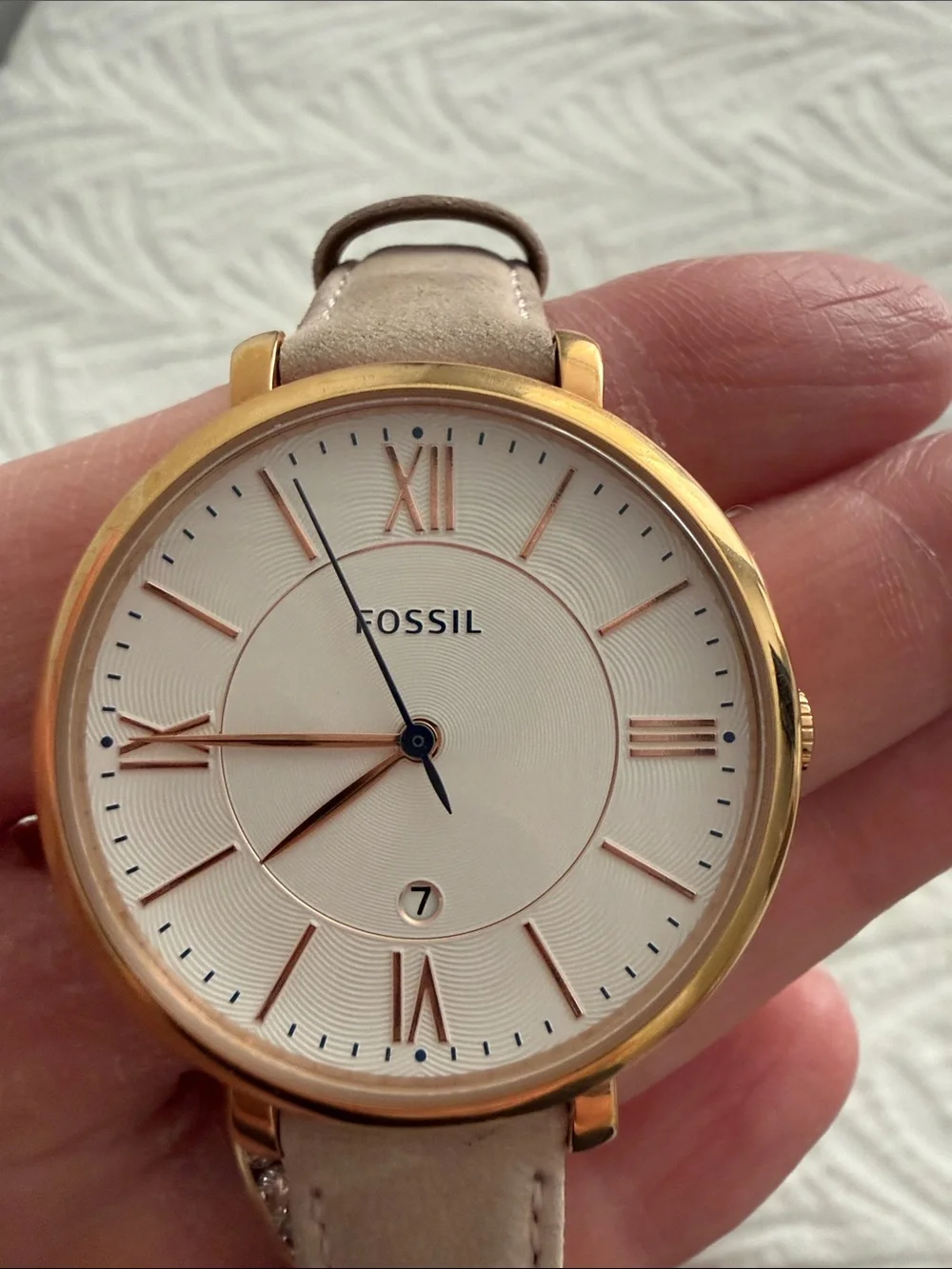 Fossil Women's Taupe Leather Strap Watch with Gold-Tone Case